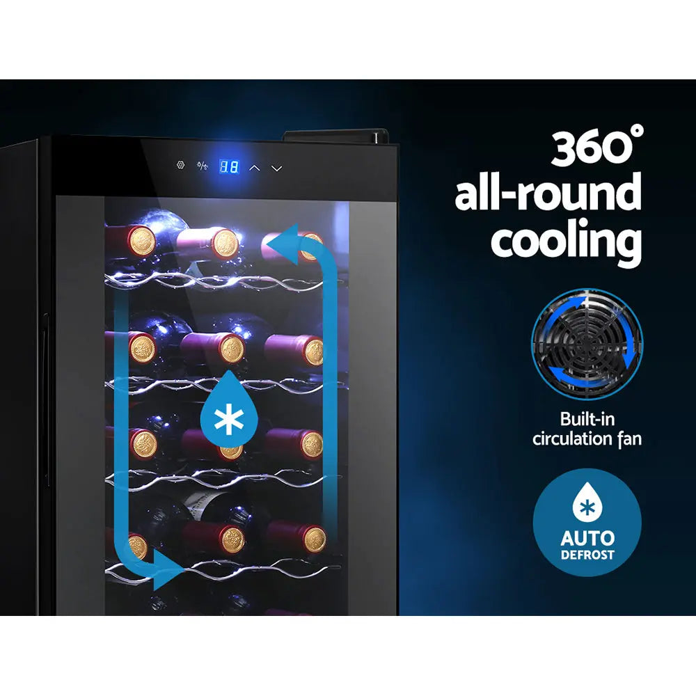 Devanti Wine Cooler 18 Bottles Glass Door Beverage Cooler Thermoelectric Fridge Black Deals499