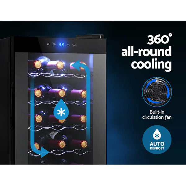 Devanti Wine Cooler 18 Bottles Glass Door Beverage Cooler Thermoelectric Fridge Black Deals499