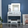 Diana Vanity Set with Shelves Cushioned Stool and Lighted Mirror- White Deals499