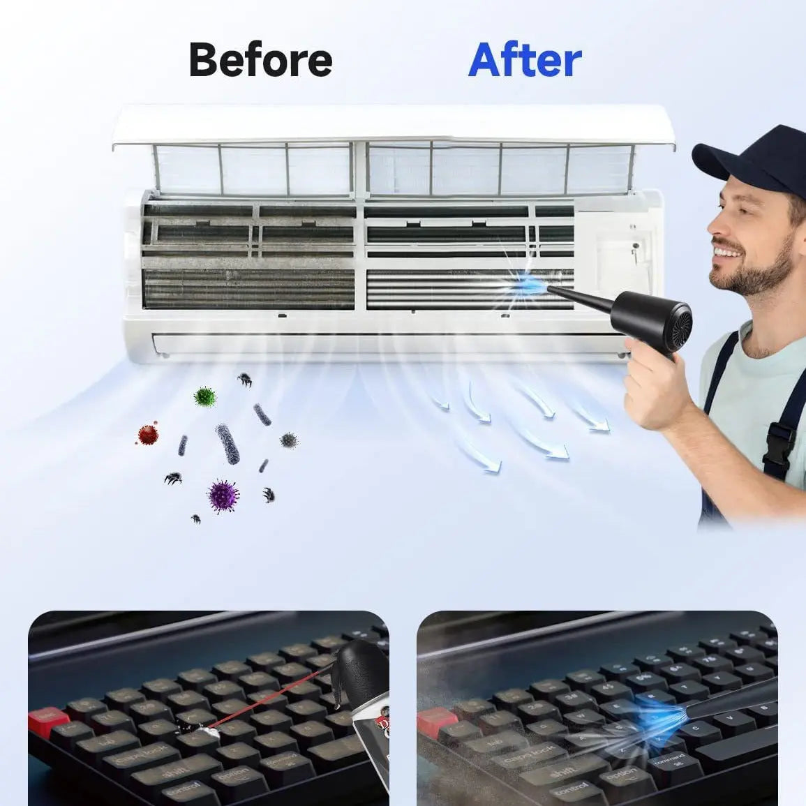 Electric Air Duster for Cleaning Computers, Keyboards, Car Interiors - Wireless and Portable Blower from Deals499 at Deals499