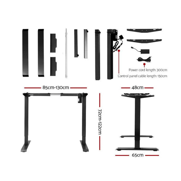 Electric Motorised Height Adjustable Standing Desk - Black Frame with 140cm White Top Deals499