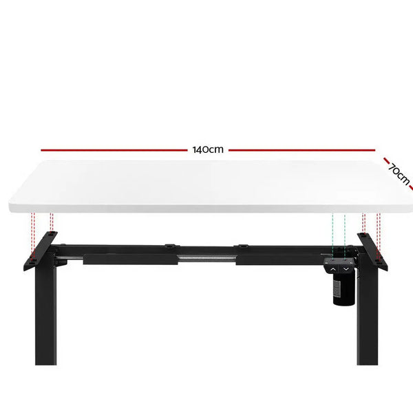 Electric Motorised Height Adjustable Standing Desk - Black Frame with 140cm White Top Deals499