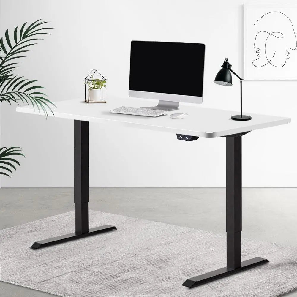 Electric Motorised Height Adjustable Standing Desk - Black Frame with 140cm White Top Deals499