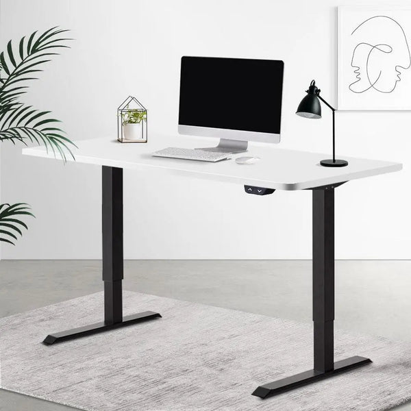Electric Motorised Height Adjustable Standing Desk - Black Frame with 140cm White Top Deals499