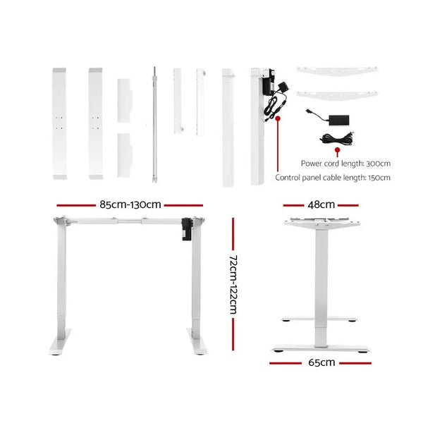 Electric Motorised Height Adjustable Standing Desk - White Frame with 140cm White Top Deals499