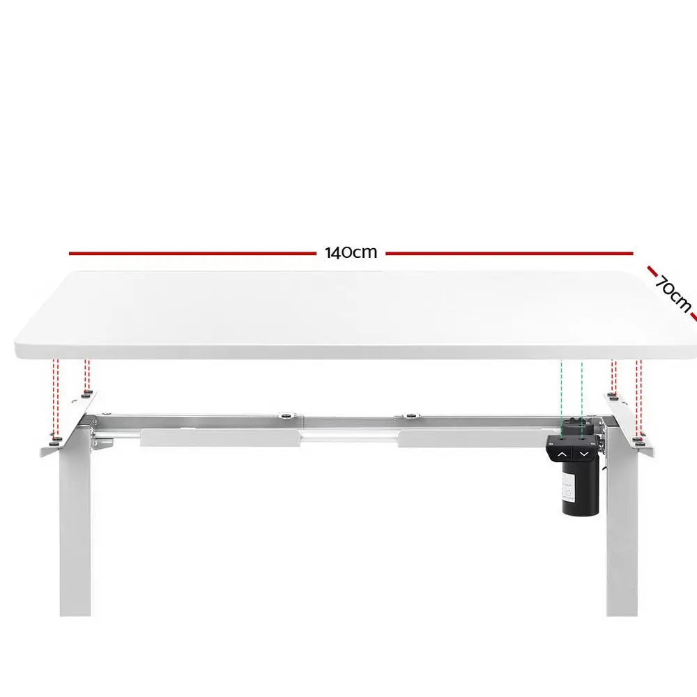 Electric Motorised Height Adjustable Standing Desk - White Frame with 140cm White Top Deals499