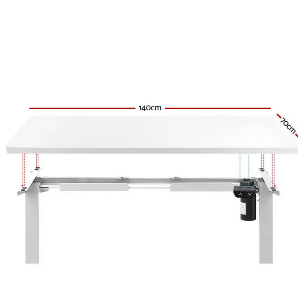Electric Motorised Height Adjustable Standing Desk - White Frame with 140cm White Top Deals499