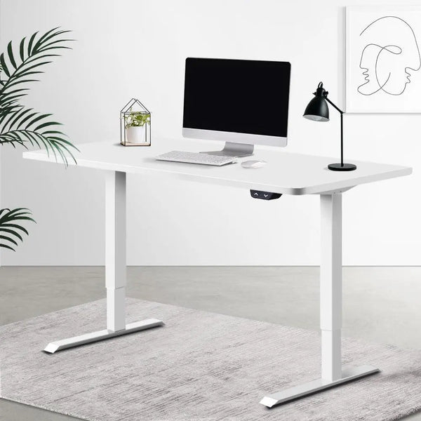 Electric Motorised Height Adjustable Standing Desk - White Frame with 140cm White Top Deals499
