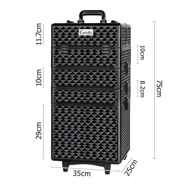Embellir 7 in 1 Portable Cosmetic Beauty Makeup Trolley - Diamond Black Deals499