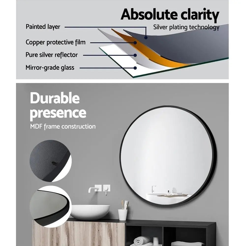 Embellir Round Wall Mirror 50cm Makeup Bathroom Mirror Frameless Deals499