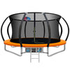 Everfit 12FT Trampoline Round Trampolines With Basketball Hoop Kids Present Gift Enclosure Safety Net Pad Outdoor Orange Deals499