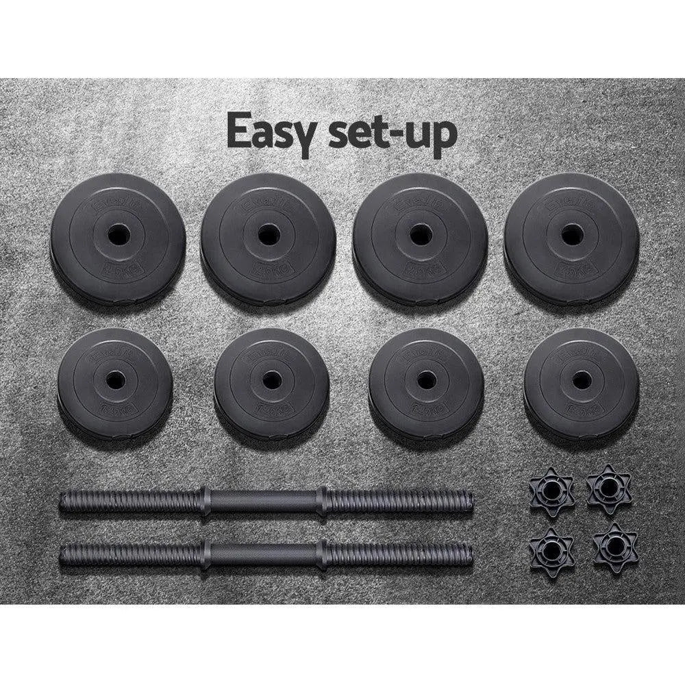 Everfit 17KG Dumbbells Dumbbell Set Weight Plates Home Gym Fitness Exercise Deals499