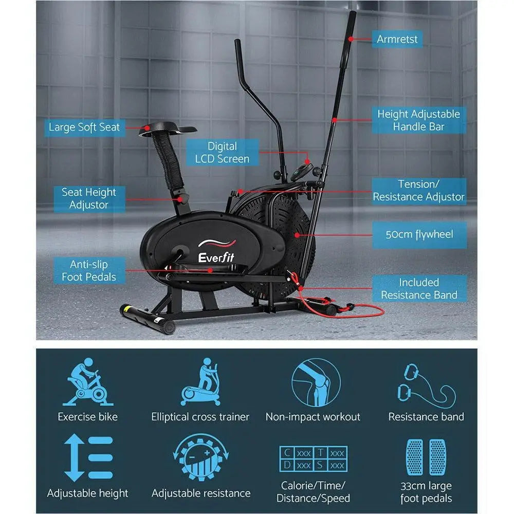 Everfit 4in1 Elliptical Cross Trainer Exercise Bike Bicycle Home Gym Fitness Machine Running Walking Deals499