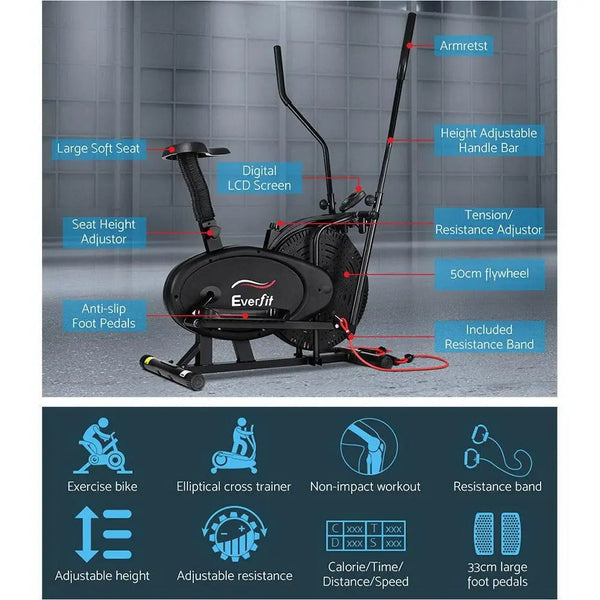 Everfit 4in1 Elliptical Cross Trainer Exercise Bike Bicycle Home Gym Fitness Machine Running Walking Deals499