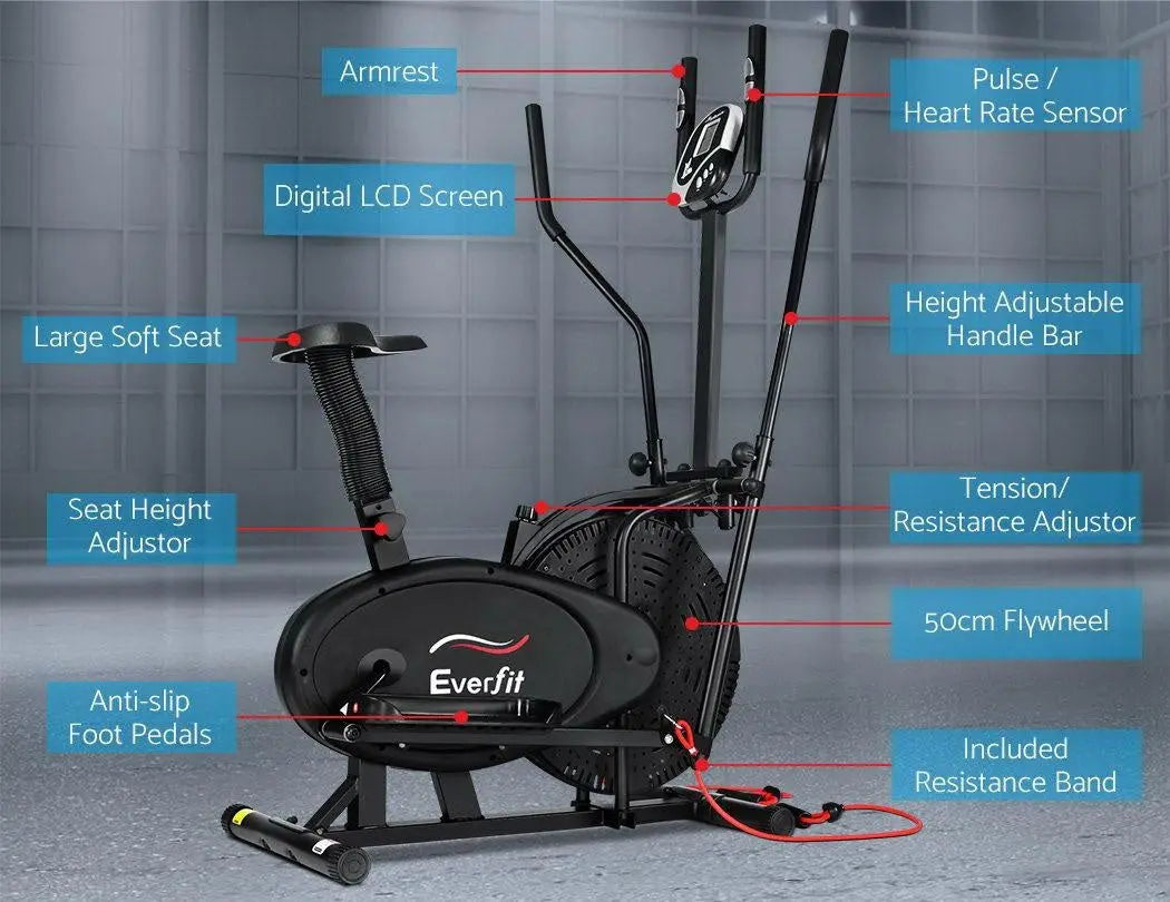 Everfit 5in1 Elliptical Cross Trainer Exercise Bike Bicycle Home Gym Fitness Machine Running Walking Deals499
