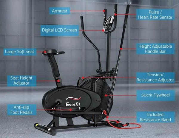 Everfit 5in1 Elliptical Cross Trainer Exercise Bike Bicycle Home Gym Fitness Machine Running Walking Deals499