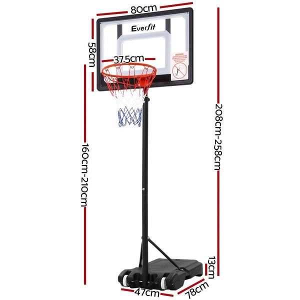 Everfit Adjustable Portable Basketball Stand Hoop System Rim Deals499