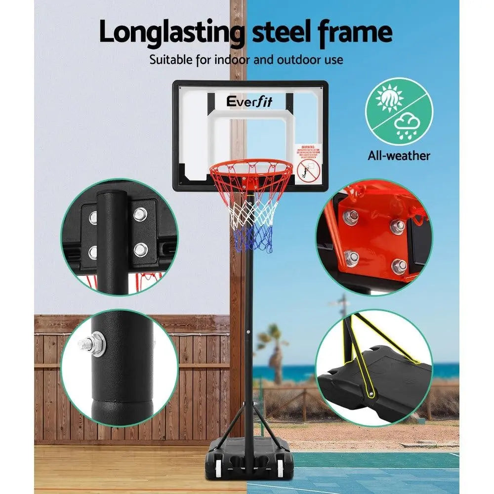Everfit Adjustable Portable Basketball Stand Hoop System Rim Deals499