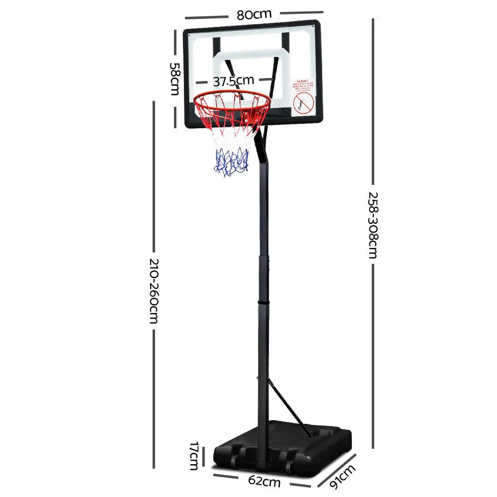 Everfit Adjustable Portable Basketball Stand Hoop System Rim Deals499