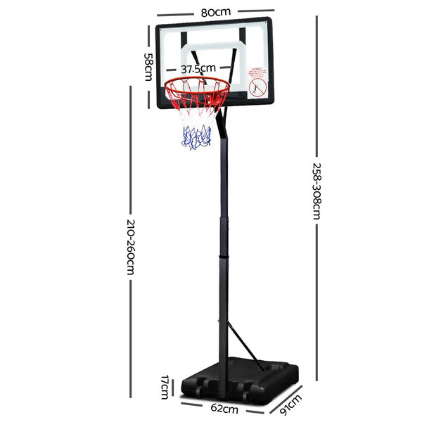 Everfit Adjustable Portable Basketball Stand Hoop System Rim Deals499