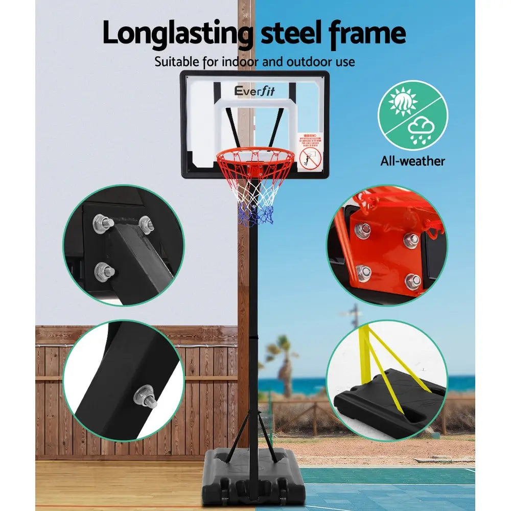 Everfit Adjustable Portable Basketball Stand Hoop System Rim Deals499