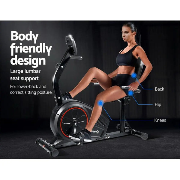 Everfit Magnetic Recumbent Exercise Bike Fitness Trainer Home Gym Equipment Black Deals499