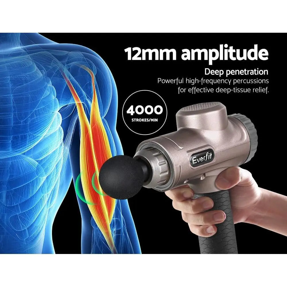 Everfit Massage Gun 6 Heads Electric Massager Vibration Therapy Percussion LCD Deals499