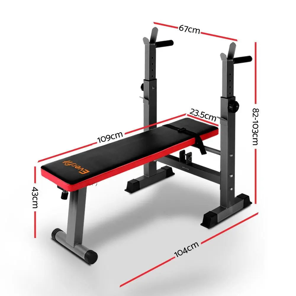 Everfit Multi-Station Weight Bench Press Weights Equipment Fitness Home Gym Red Deals499