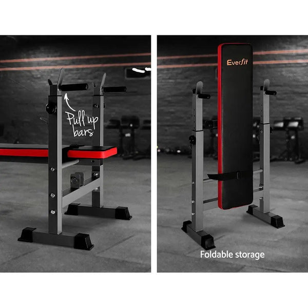 Everfit Multi-Station Weight Bench Press Weights Equipment Fitness Home Gym Red Deals499