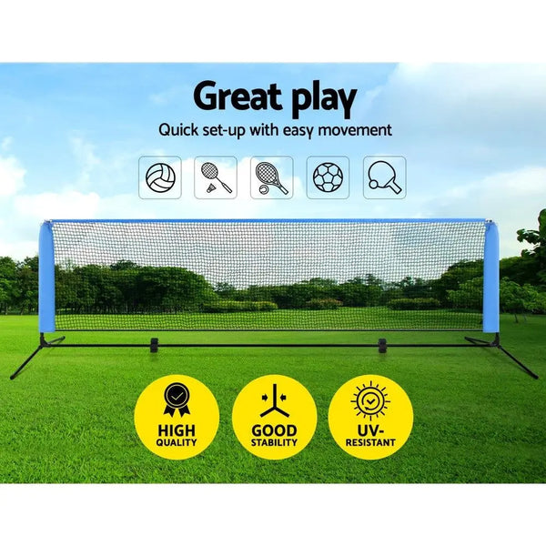 Everfit Portable Sports Net Stand Badminton Volleyball Tennis Soccer 3m 3ft Blue Deals499