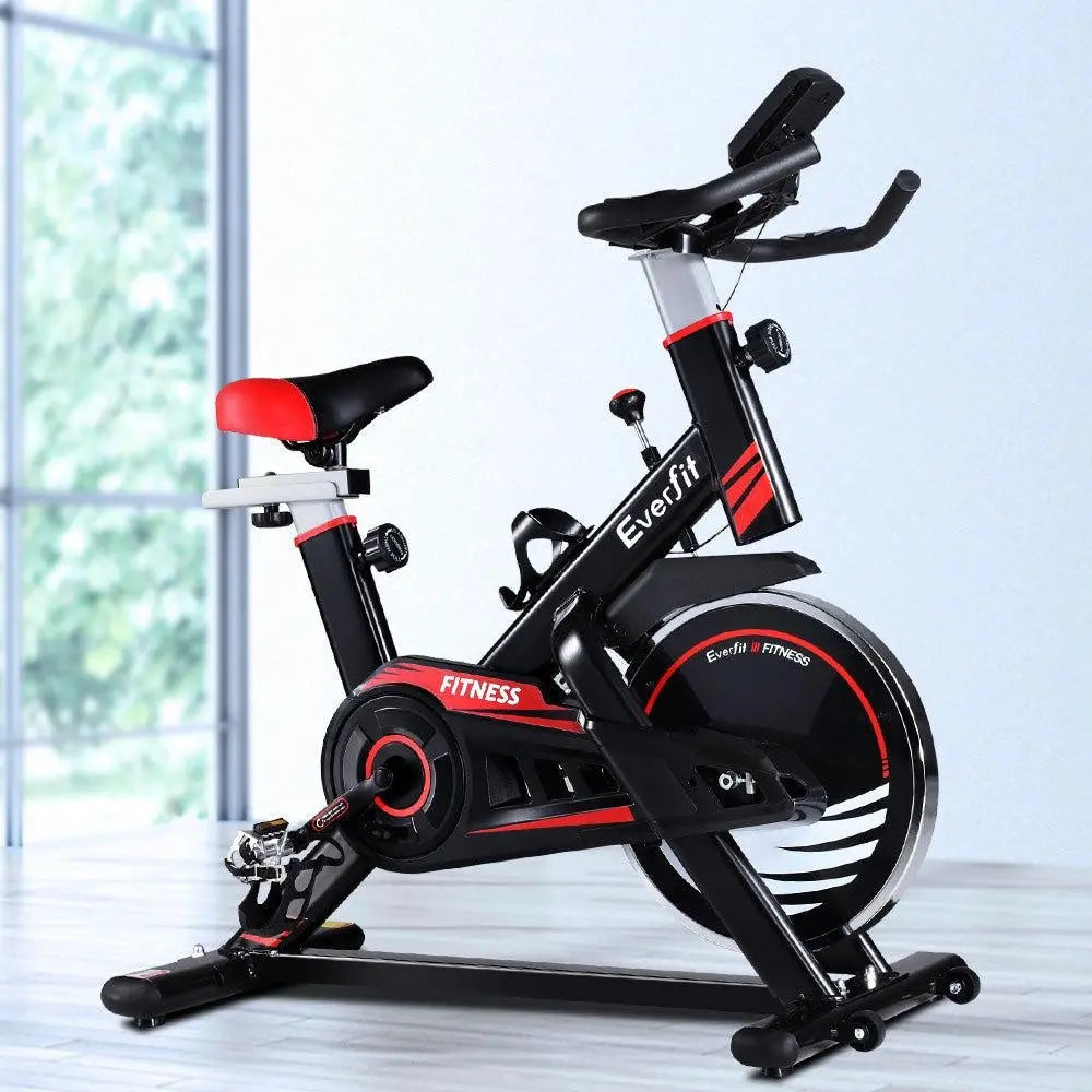 Everfit Spin Exercise Bike Fitness Commercial Home Workout Gym Equipment Black Deals499