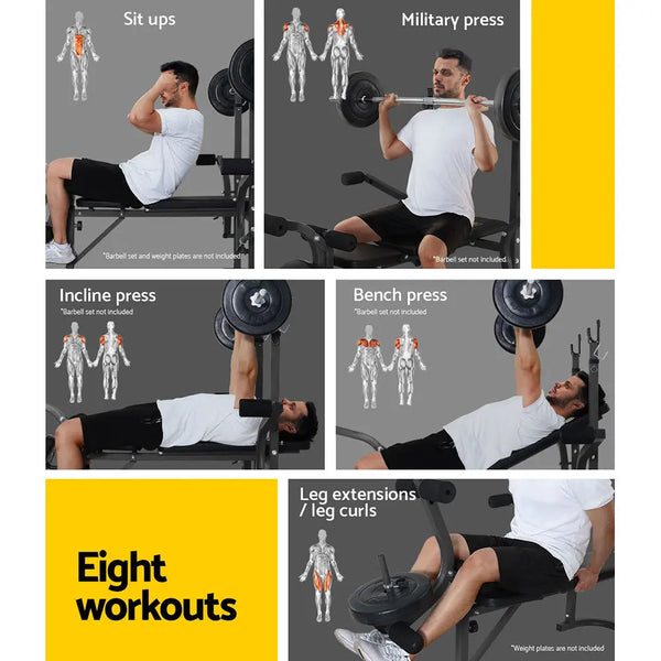 Everfit Weight Bench Press 8In1 Multi-Function Power Station Gym Equipment Deals499