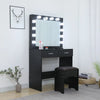 Fidel Vanity Set with Cushioned Stool and Lighted Mirror- Black Deals499