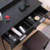 Fidel Vanity Set with Cushioned Stool and Lighted Mirror- Black Deals499