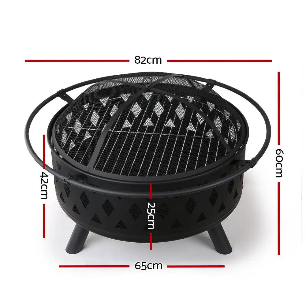 Fire Pit BBQ Charcoal Grill Ring Portable Outdoor Kitchen Fireplace 32