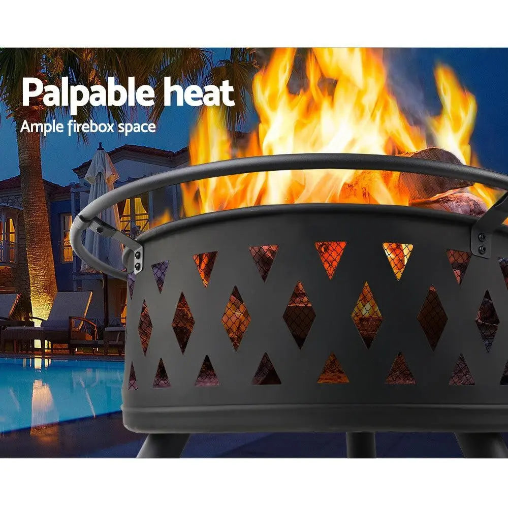 Fire Pit BBQ Charcoal Grill Ring Portable Outdoor Kitchen Fireplace 32