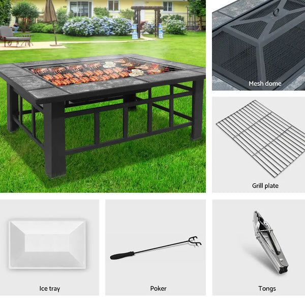 Fire Pit BBQ Grill Stove Table Ice Pits Patio Fireplace Heater 3 IN 1 from Deals499 at Deals499