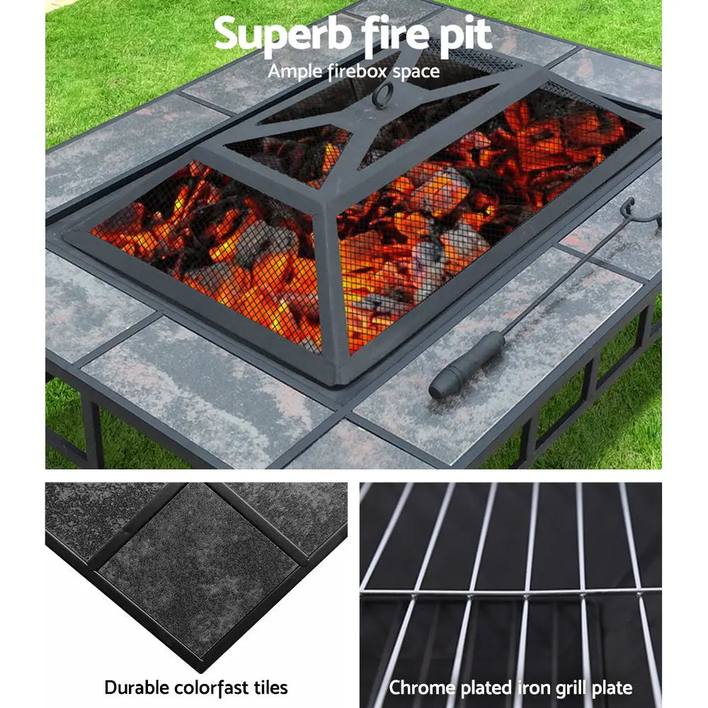 Fire Pit BBQ Grill Stove Table Ice Pits Patio Fireplace Heater 3 IN 1 from Deals499 at Deals499