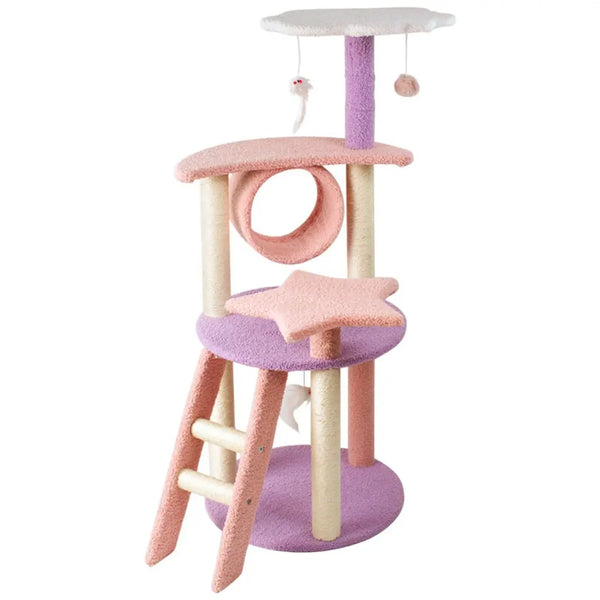 Floofi 101cm Galaxy Plush Cat Condo Cat Tree Pink Purple Deals499