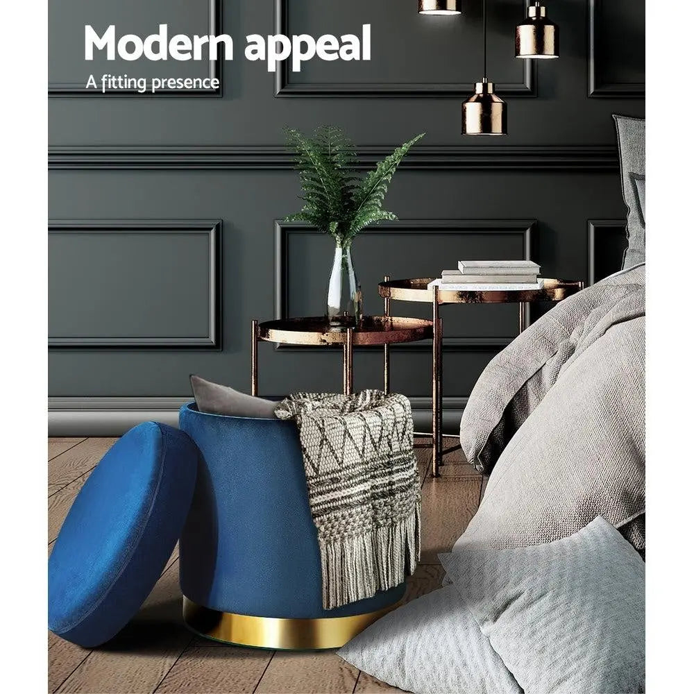 Foot Stool Round Velvet Storage Ottoman Foot Rest Pouffe Padded Seat Footstool Deals499