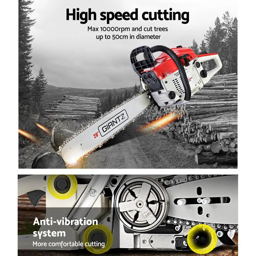 GIANTZ 52CC Petrol Commercial Chainsaw Chain Saw Bar E-Start Pruning Deals499