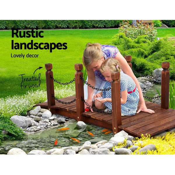 Garden Rustic Chain Bridge Wooden Decoration Decor Landscape 160cm Length Rail Deals499