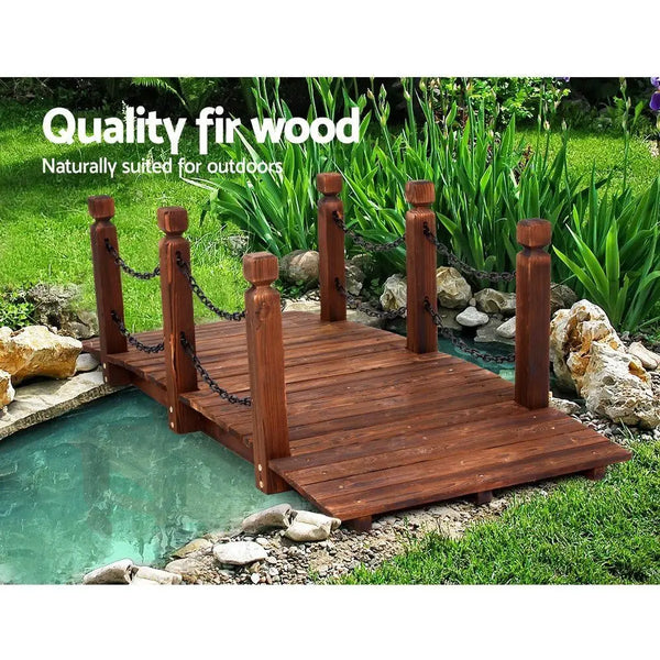 Garden Rustic Chain Bridge Wooden Decoration Decor Landscape 160cm Length Rail Deals499