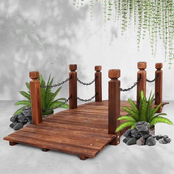 Garden Rustic Chain Bridge Wooden Decoration Decor Landscape 160cm Length Rail Deals499