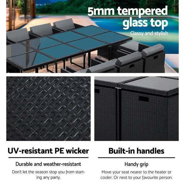 Gardeon 13 Piece Wicker Outdoor Dining Table Set Deals499
