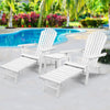 Gardeon 3 Piece Outdoor Adirondack Lounge Beach Chair Set - White Deals499