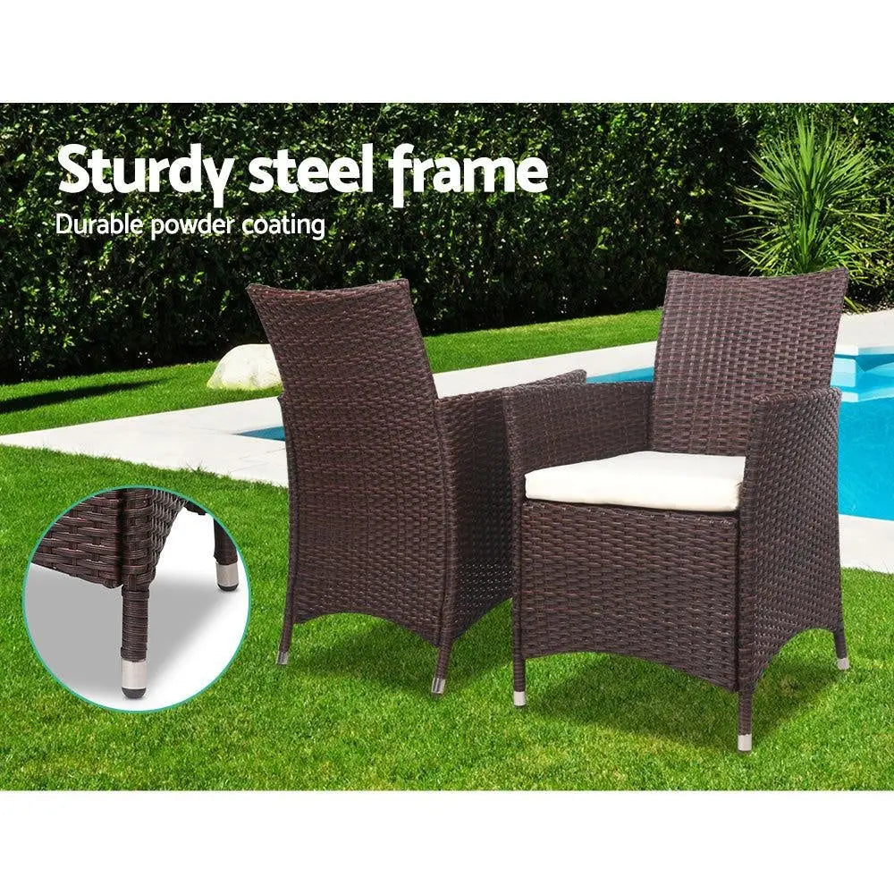 Gardeon 3 Piece Wicker Outdoor Furniture Set - Brown Deals499