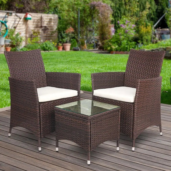 Gardeon 3 Piece Wicker Outdoor Furniture Set - Brown Deals499