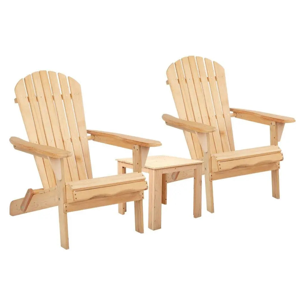 Gardeon 3 Piece Wooden Outdoor Beach Chair and Table Set Deals499