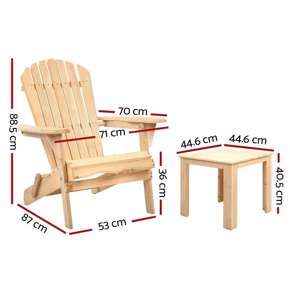 Gardeon 3 Piece Wooden Outdoor Beach Chair and Table Set Deals499
